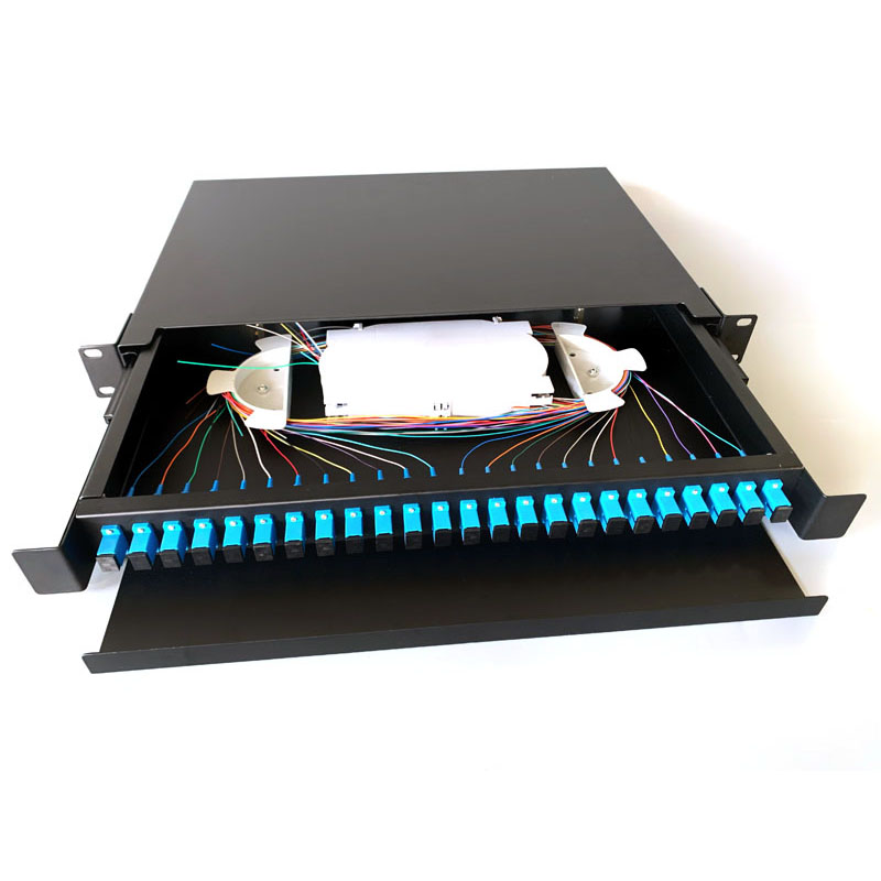  19'' 1U ODF 24 Port SC slidable draw type fiber optic patch panel distribution terminal box