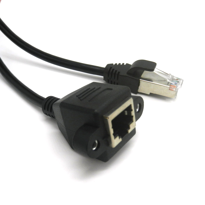 Ca5 Cat5e  8P8C FTP  Cat 5e Male to Female Lan Ethernet Network Extension Cable with Panel Mount Hole