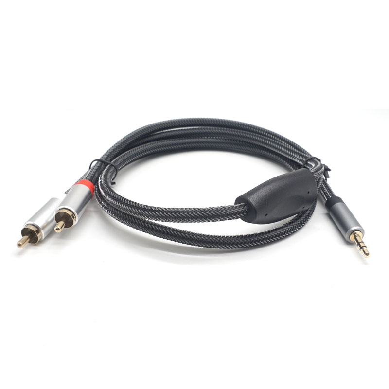 Gold Plated Plug 3.5mm audio cable male to 2rca cable